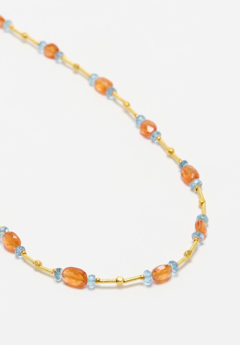 Greig Porter 18k, Mandarin Garnet & Aquamarine Necklace	