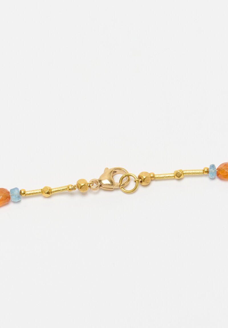 Greig Porter 18k, Mandarin Garnet & Aquamarine Necklace	