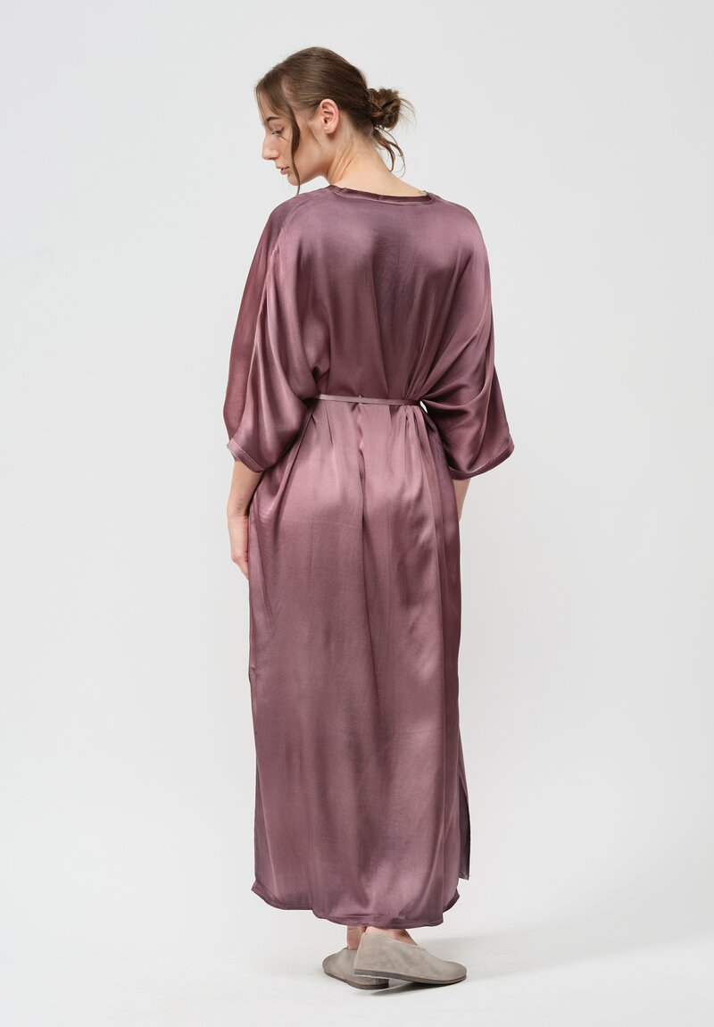 Avant Toi Silk V-Neck Kaftan Dress in Nero English Rose Pink	