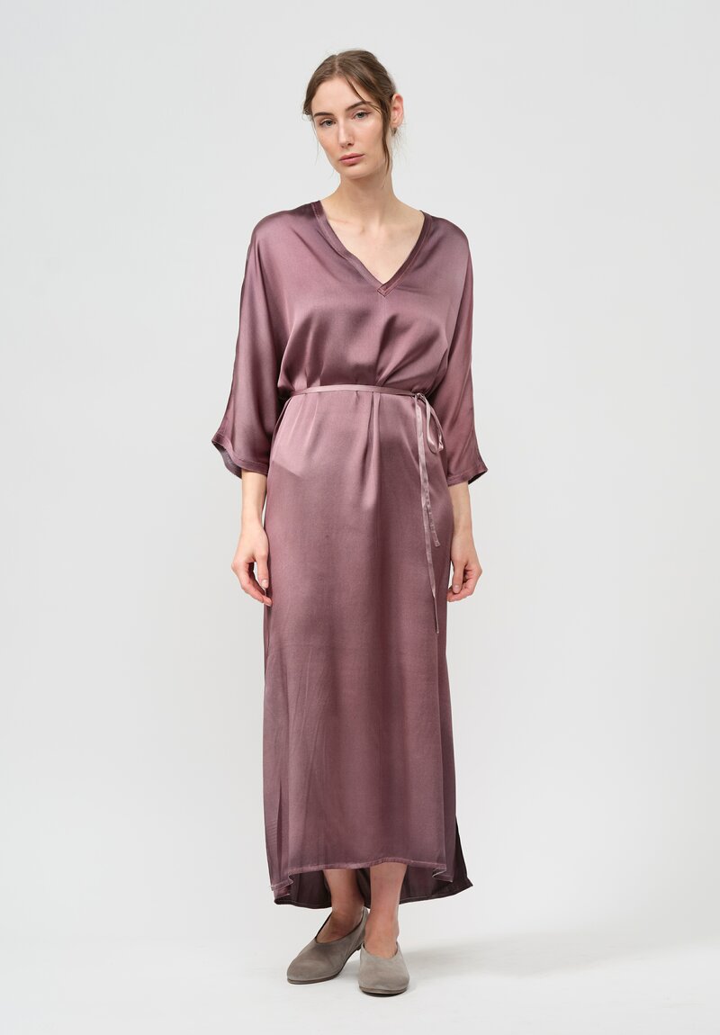 Avant Toi Silk V-Neck Kaftan Dress in Nero English Rose Pink	