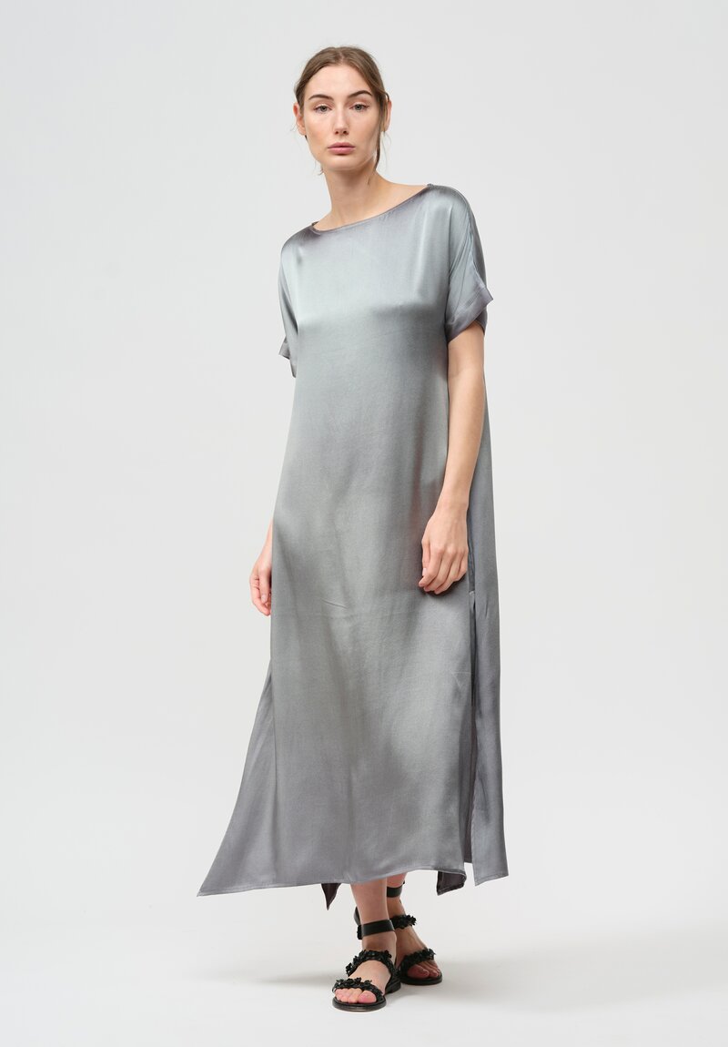 Avant Toi Silk Barchetta Dress in Nero Jade Green	