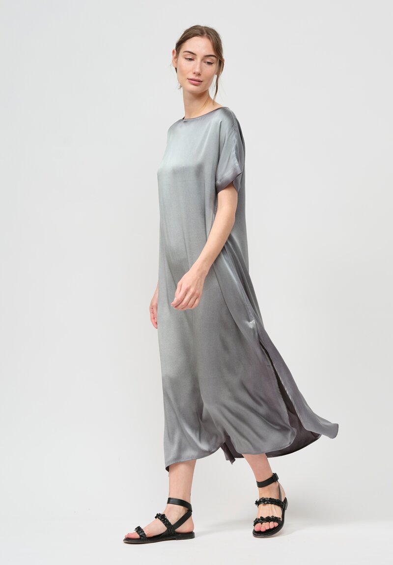 Avant Toi Silk Barchetta Dress in Nero Jade Green	