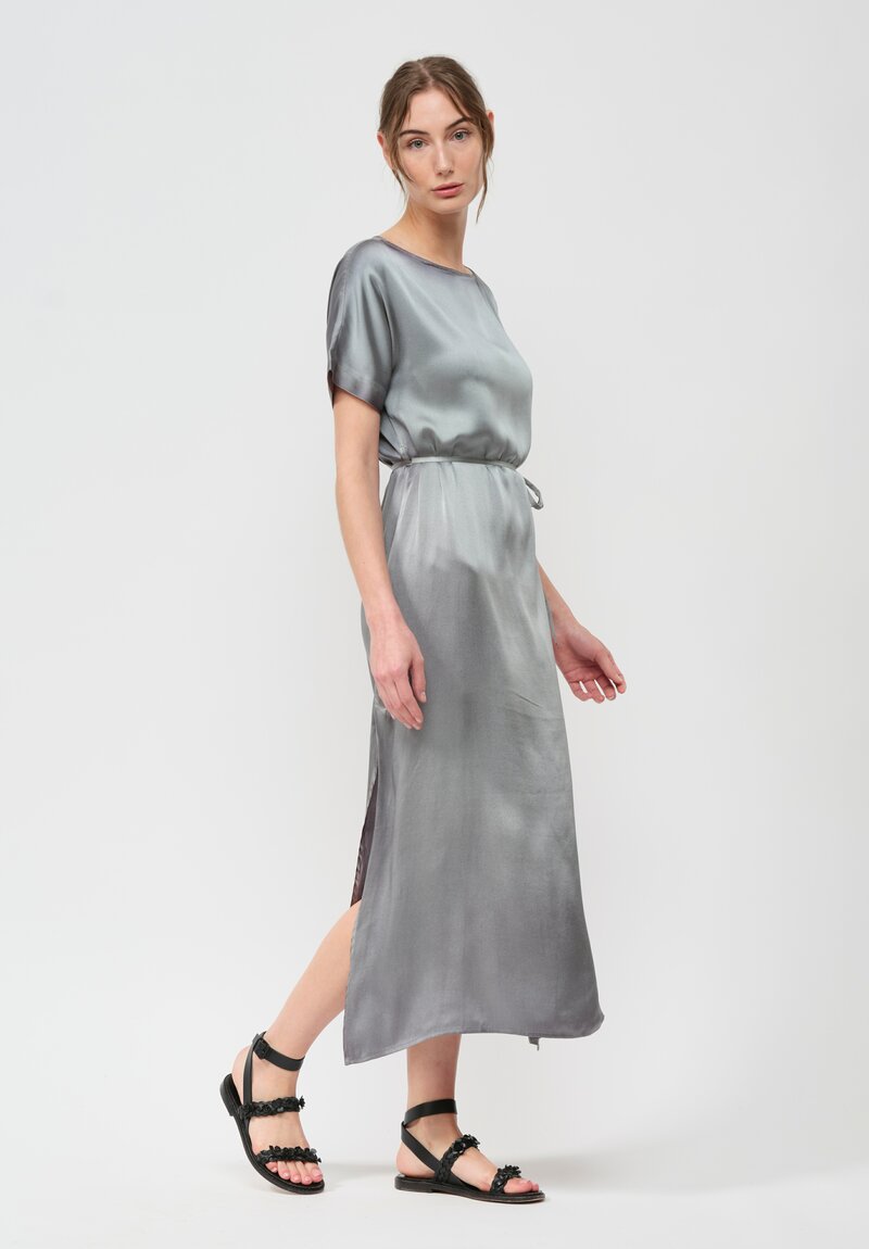 Avant Toi Silk Barchetta Dress in Nero Jade Green	