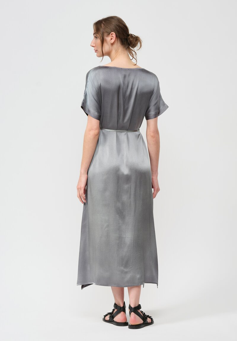 Avant Toi Silk Barchetta Dress in Nero Jade Green	