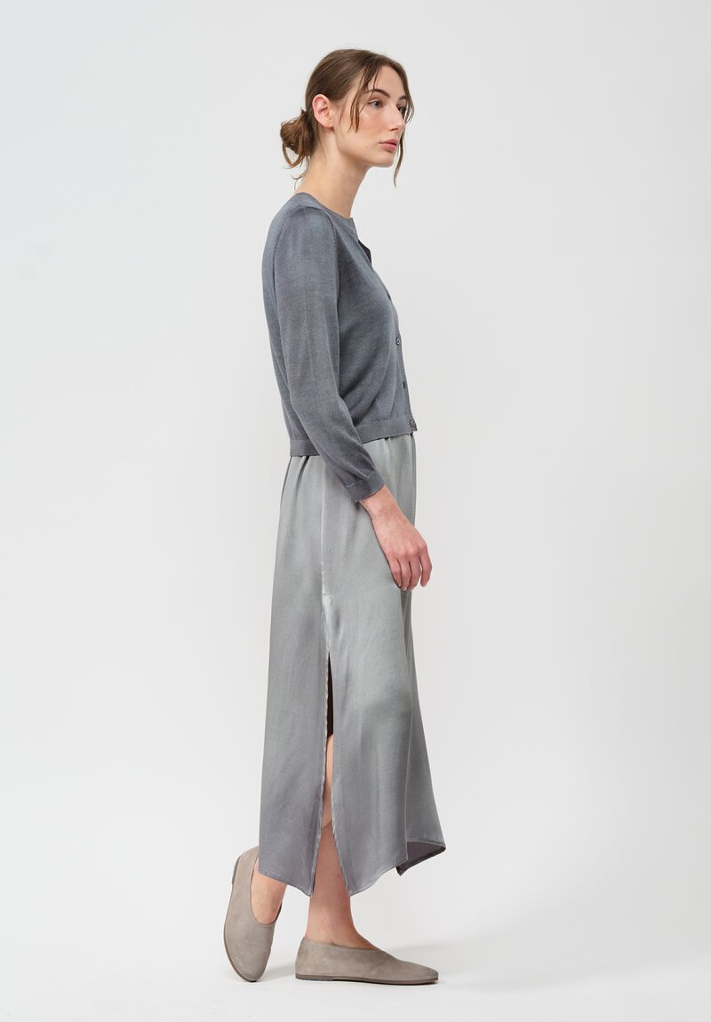 Avant Toi Silk Knit Cropped Cardigan in Nero Water Blue