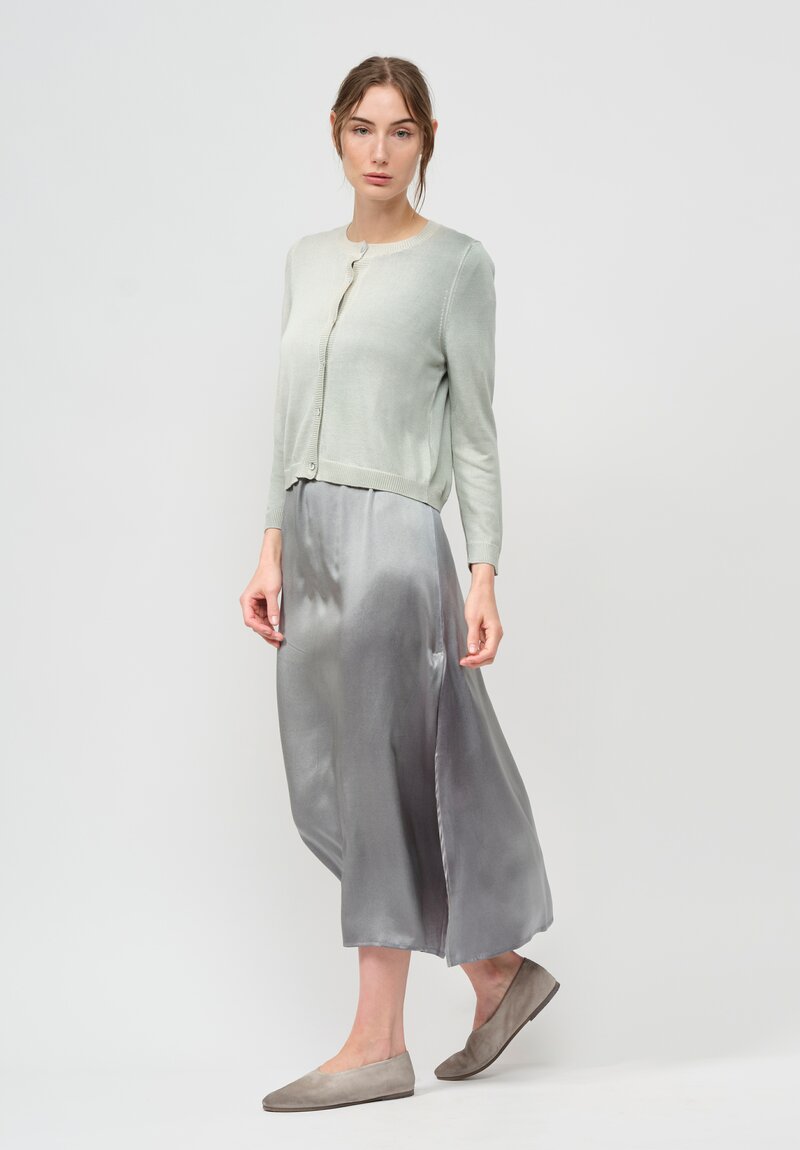 Avant Toi Silk Knit Cropped Cardigan in Light Jade Green	