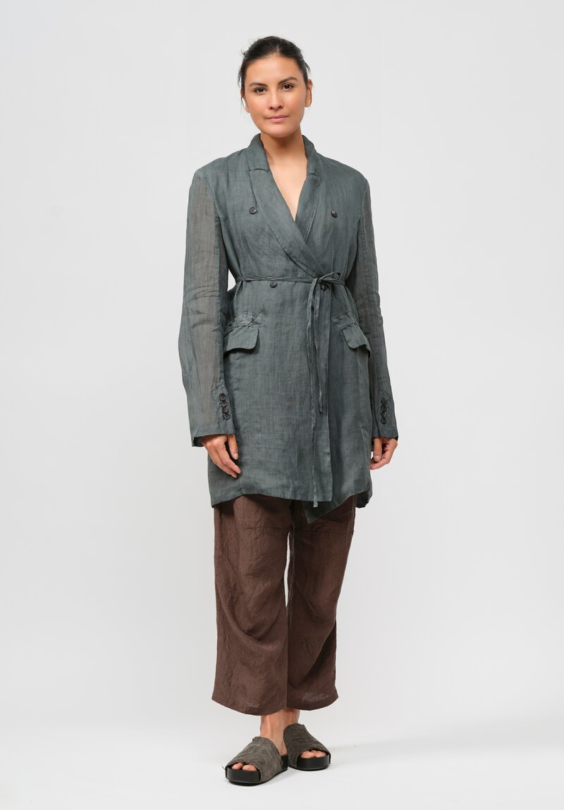 Masnada Double Breasted Jacket in Petrol Green	