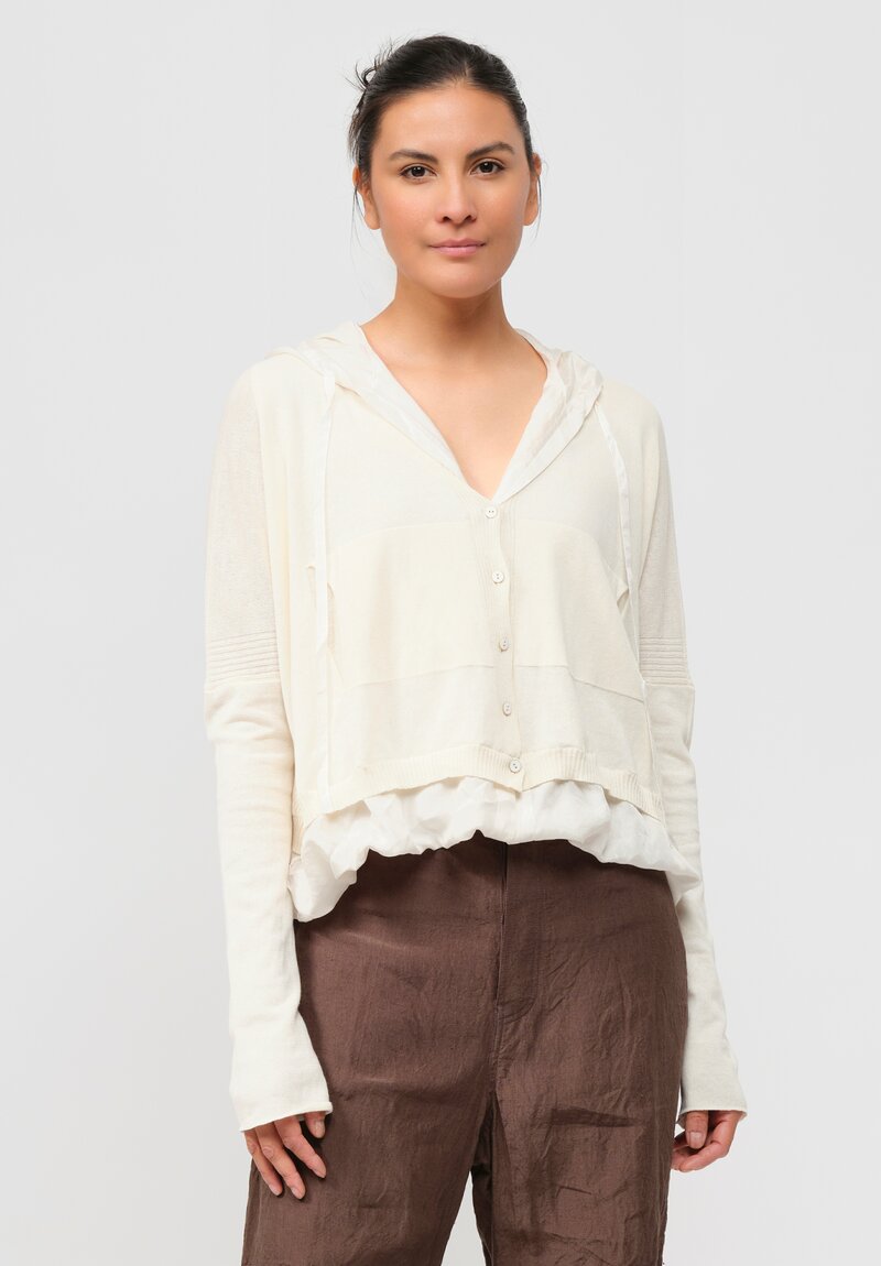 Masnada Cotton & Silk Knit Cardigan in Chalk White	