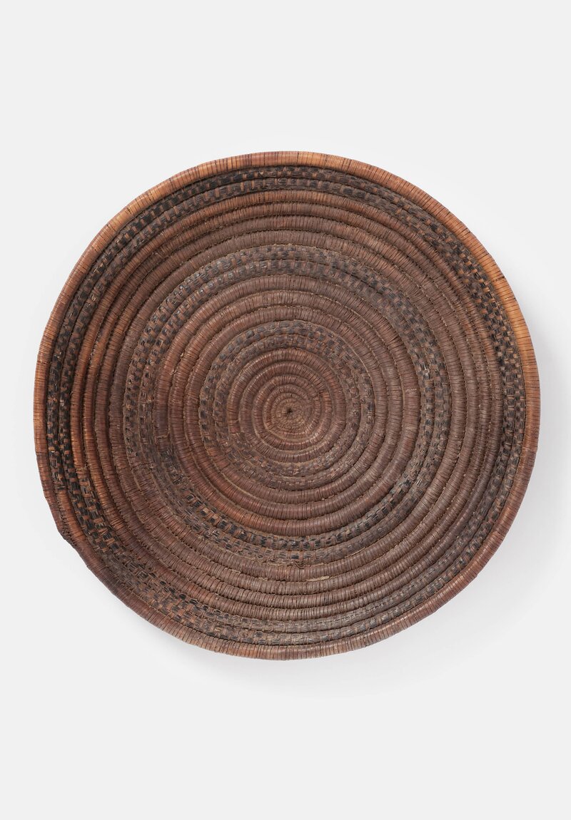 Antique and Vintage Rwandan Tutsi Tribe Subtle Circular Pattern Flat Fibre Basket	
