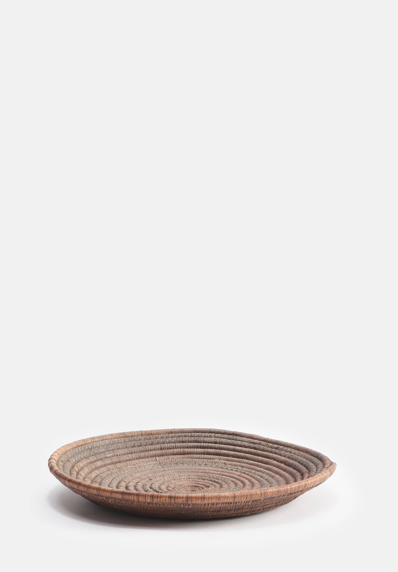 Antique and Vintage Rwandan Tutsi Tribe Subtle Circular Pattern Flat Fibre Basket	