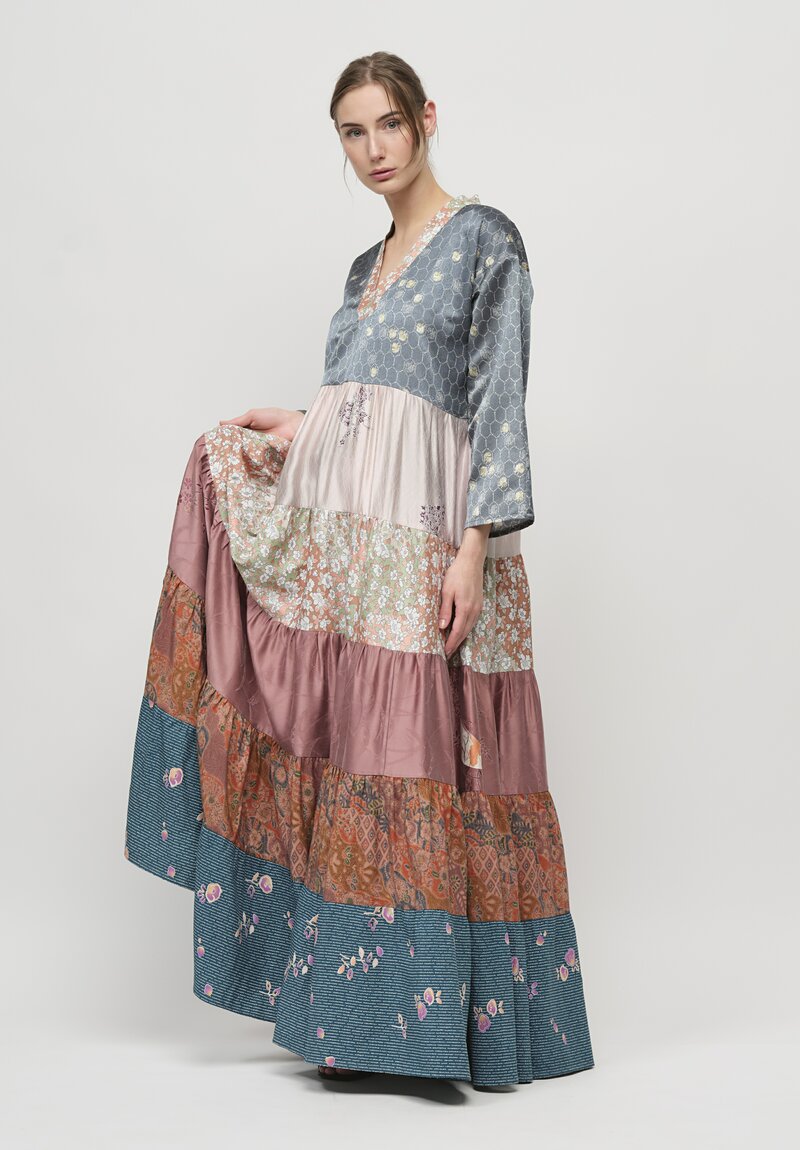 Rianna + Nina One Of A Kind Vintage Kimono Silk Volant Dress	