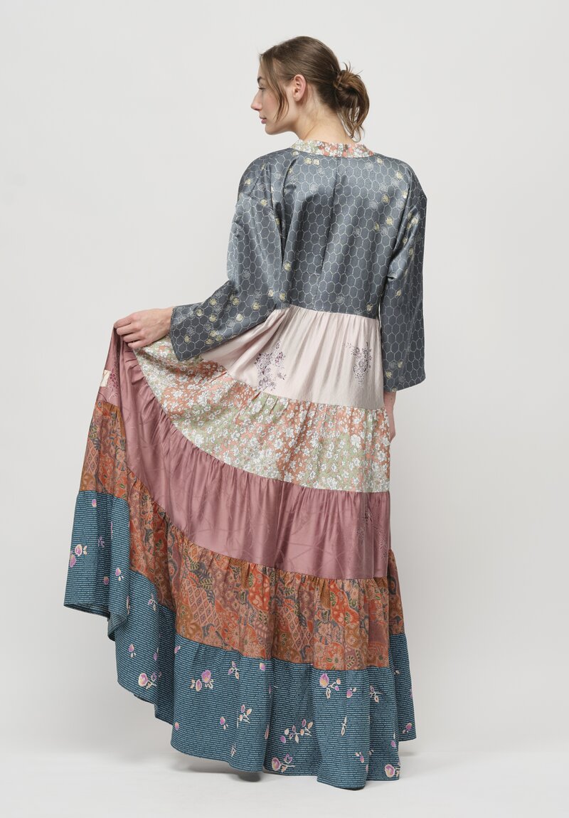 Rianna + Nina One Of A Kind Vintage Kimono Silk Volant Dress	