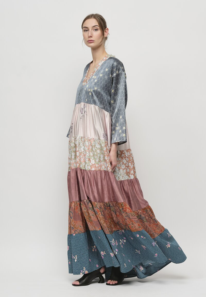 Rianna + Nina One Of A Kind Vintage Kimono Silk Volant Dress	