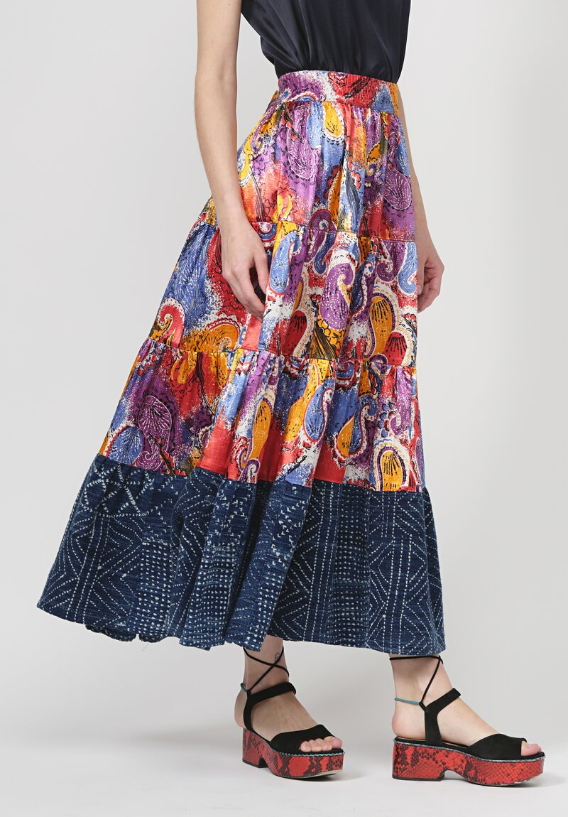 Rianna + Nina One Of A Kind Silk Volant Skirt in Indigo	