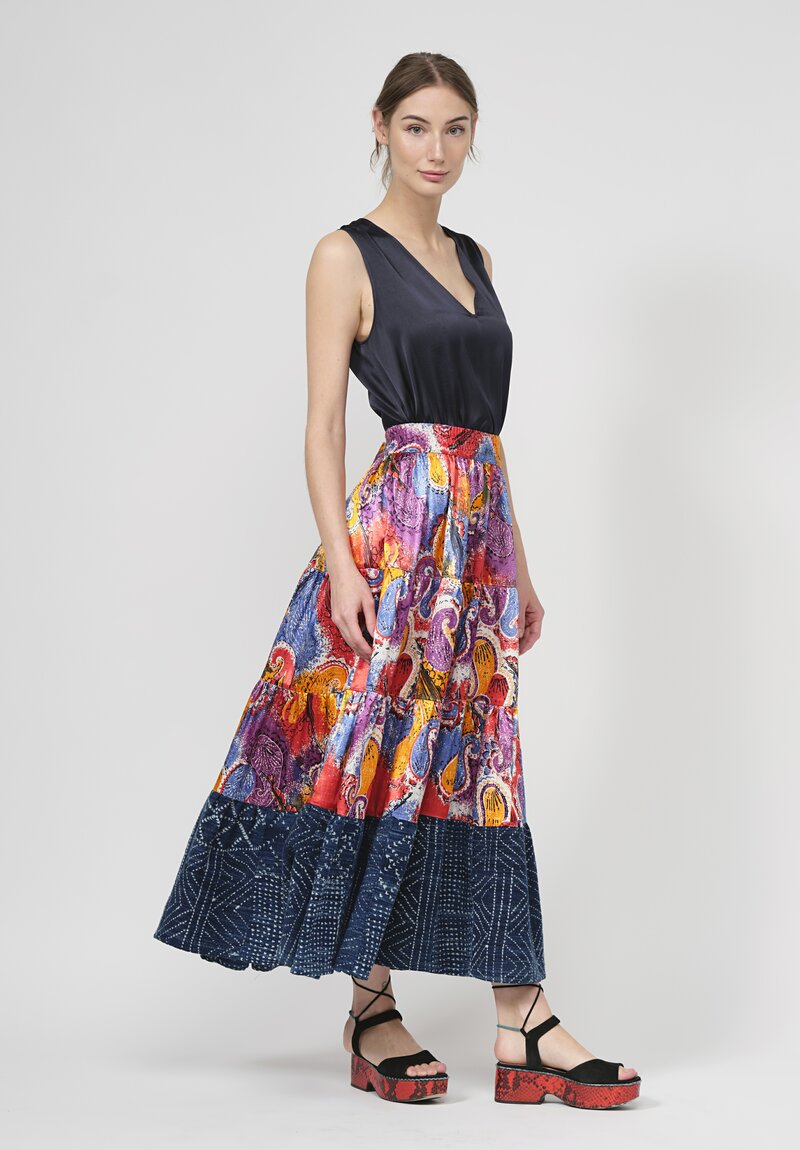 Rianna + Nina One Of A Kind Silk Volant Skirt in Indigo	