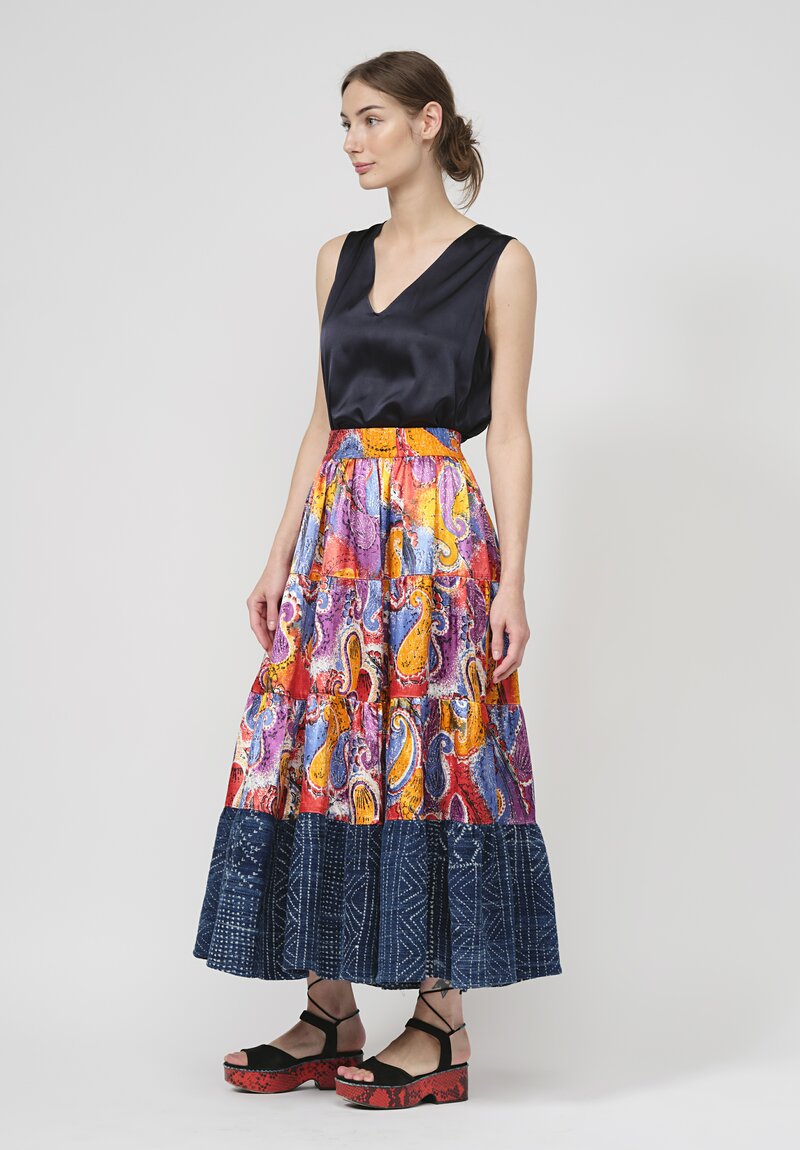 Rianna + Nina One Of A Kind Silk Volant Skirt in Indigo	