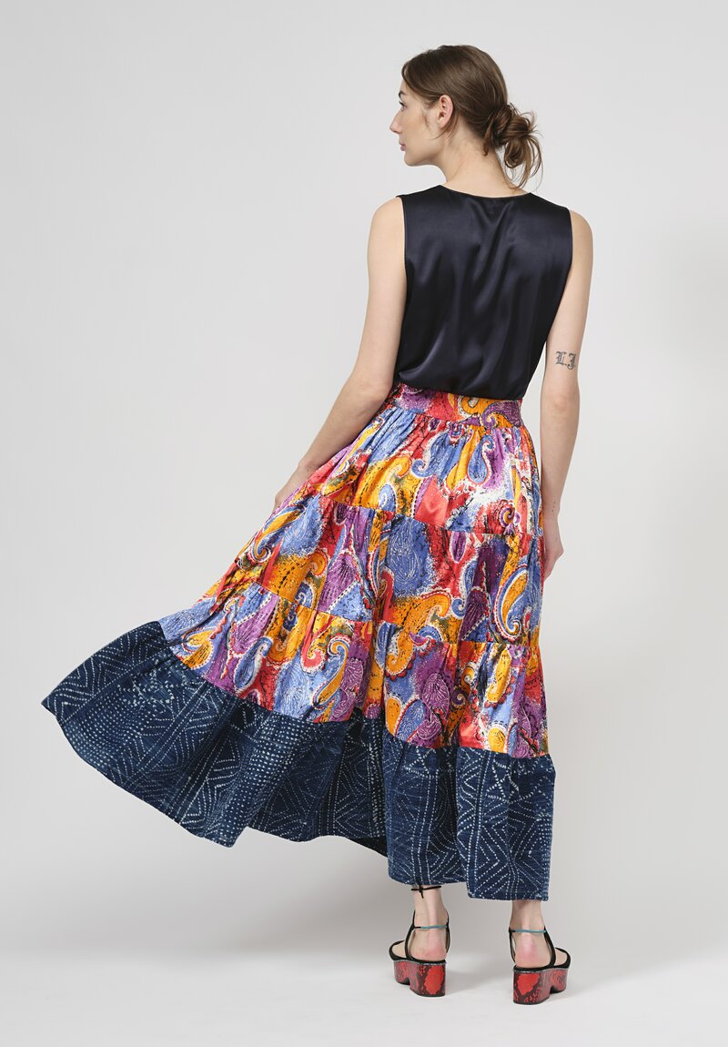 Rianna + Nina One Of A Kind Silk Volant Skirt in Indigo	