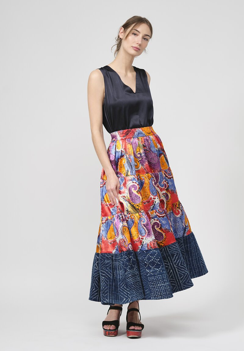 Rianna + Nina One Of A Kind Silk Volant Skirt in Indigo	