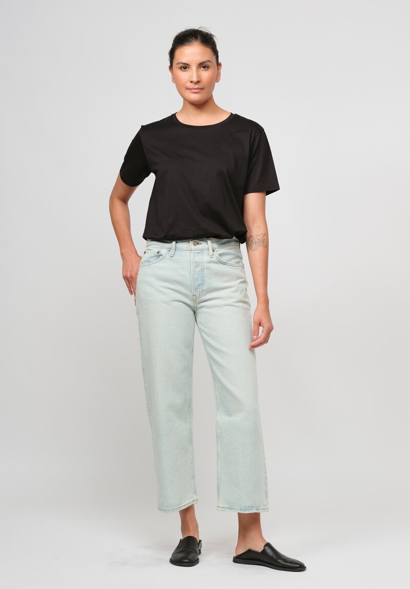 Re/Done Loose Crop Wide Pant in Ranch Water Blue	