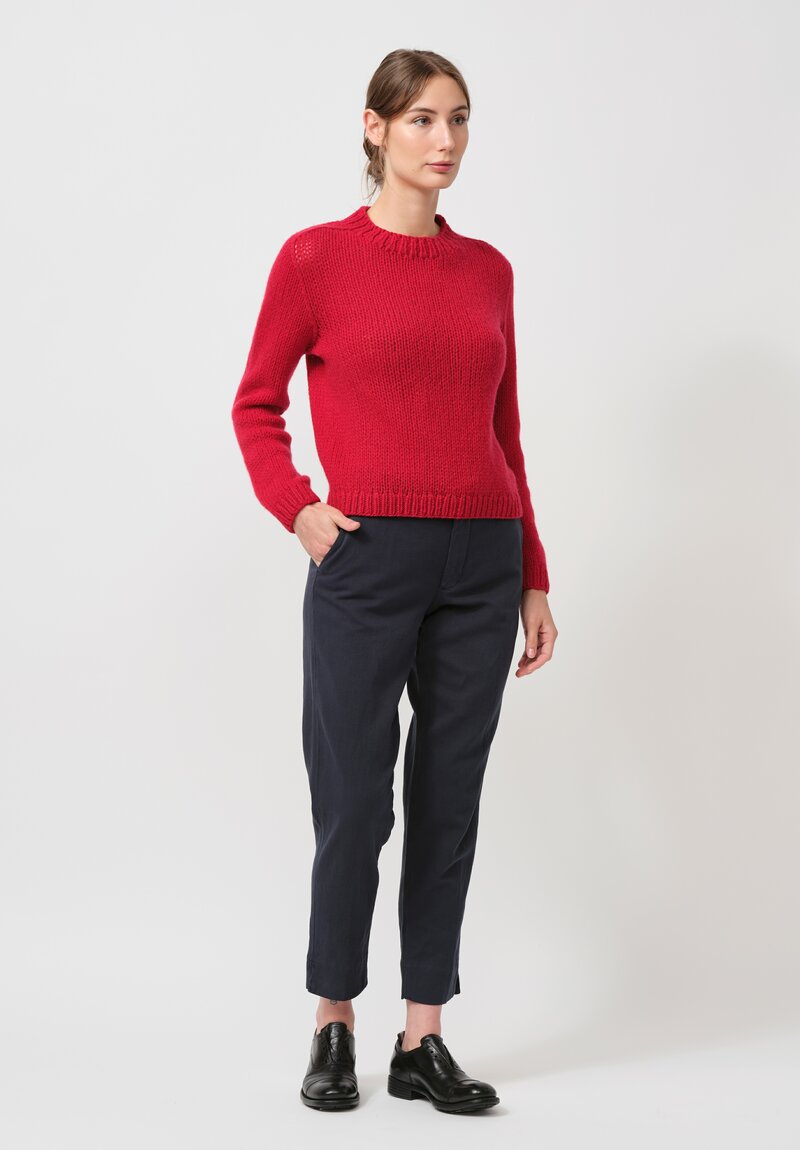 Wommelsdorff Hand Knit Bloom Cashmere Sweater in Crimson