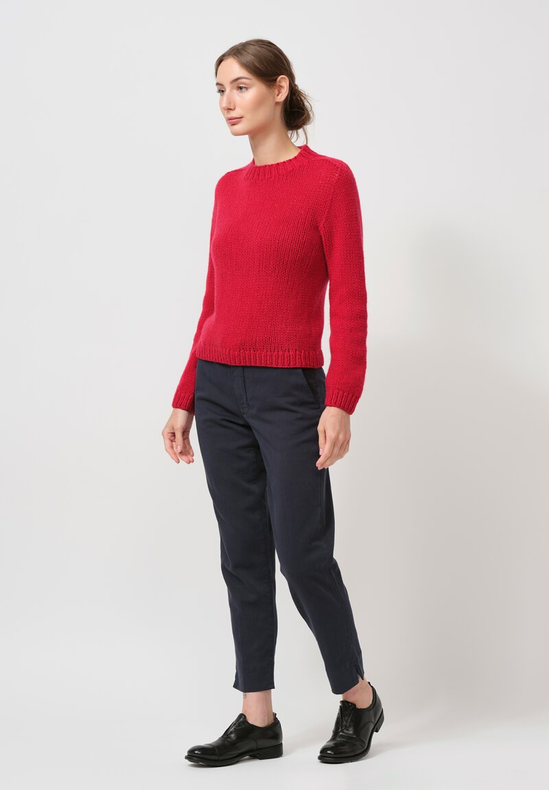 Wommelsdorff Hand Knit Bloom Cashmere Sweater in Crimson