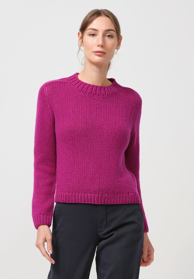 Wommelsdorff Hand Knit Bloom Cashmere Sweater in Fuchsia	