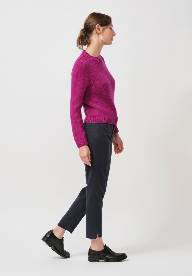 Wommelsdorff Hand Knit Bloom Cashmere Sweater in Fuchsia	