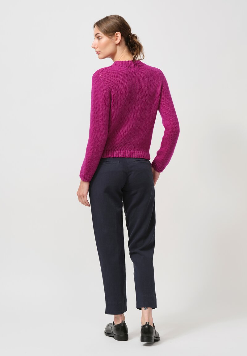 Wommelsdorff Hand Knit Bloom Cashmere Sweater in Fuchsia	