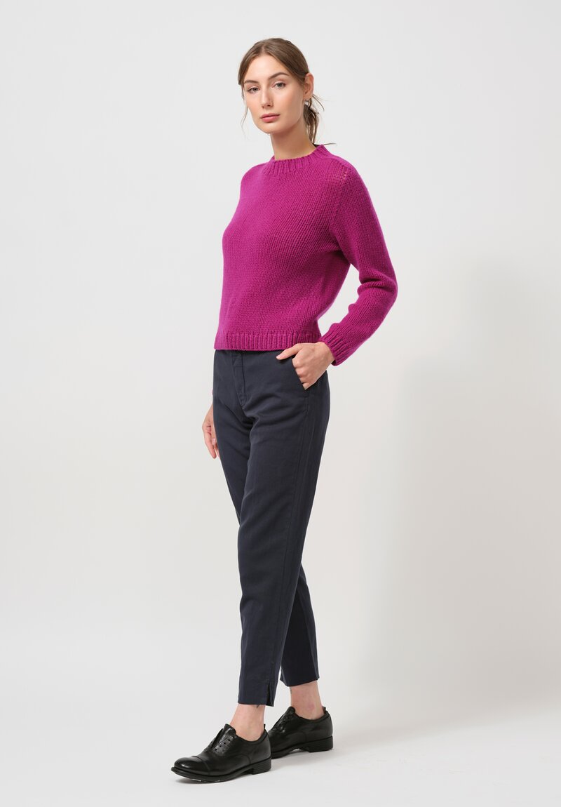 Wommelsdorff Hand Knit Bloom Cashmere Sweater in Fuchsia	