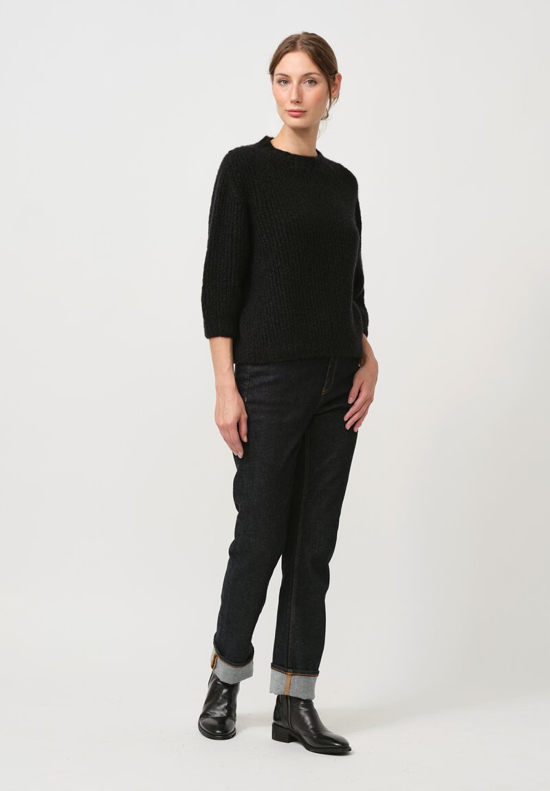 Wommelsdorff Hand Knit Momo Cashmere & Silk Sweater in Space Black	