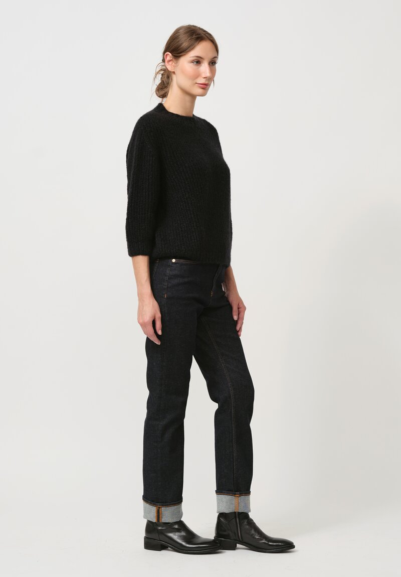 Wommelsdorff Hand Knit Momo Cashmere & Silk Sweater in Space Black	