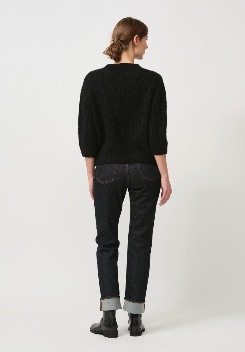 Wommelsdorff Hand Knit Momo Cashmere & Silk Sweater in Space Black	