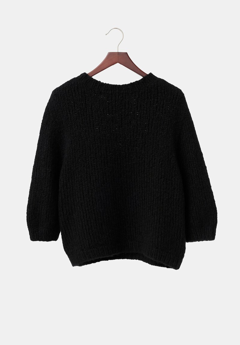 Wommelsdorff Hand-Knit Momo Cashmere & Silk Sweater in Space Black	