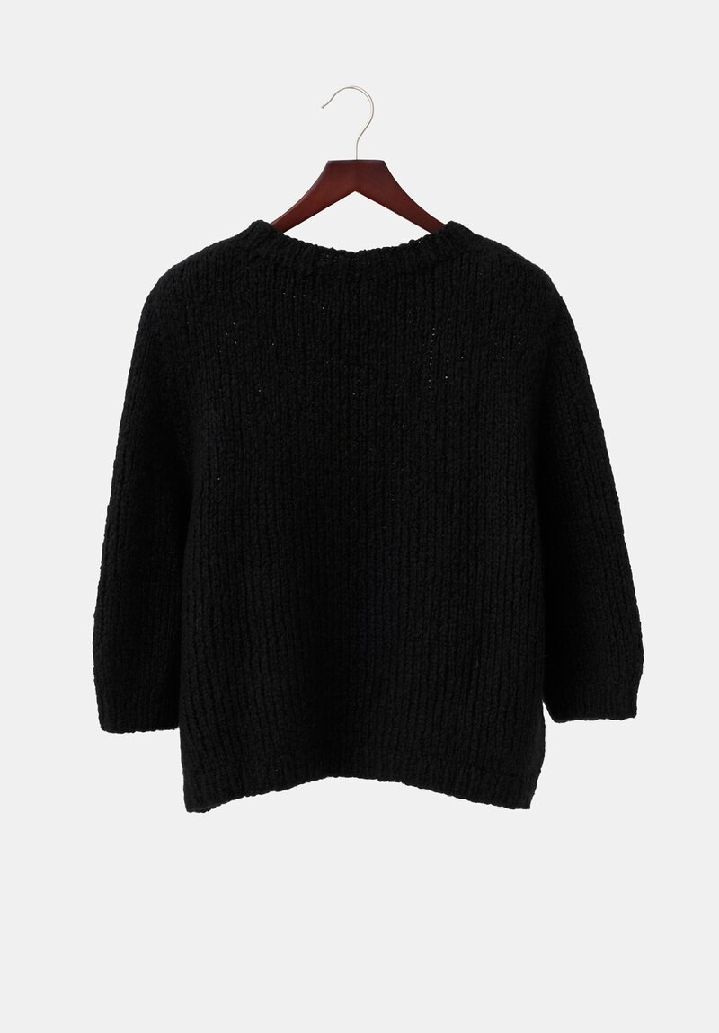 Wommelsdorff Hand-Knit Momo Cashmere & Silk Sweater in Space Black	