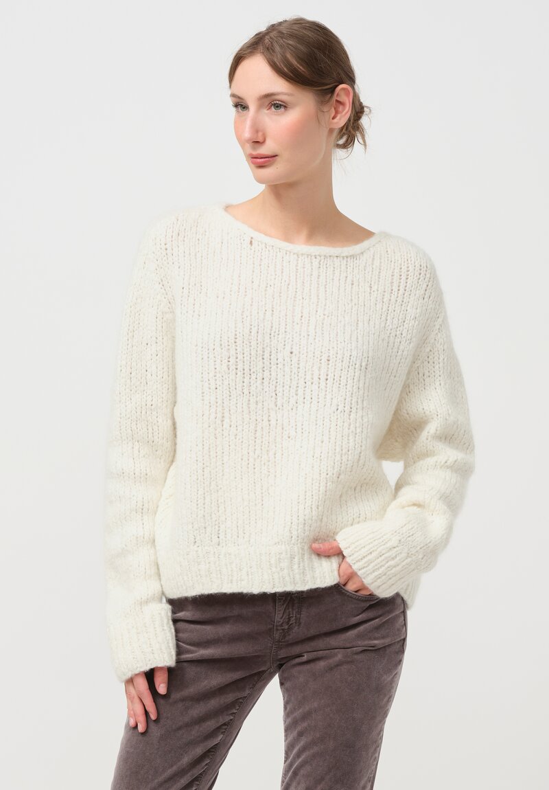 Wommelsdorff Hand Knit Faye Cashmere & Silk Sweater in Milk	