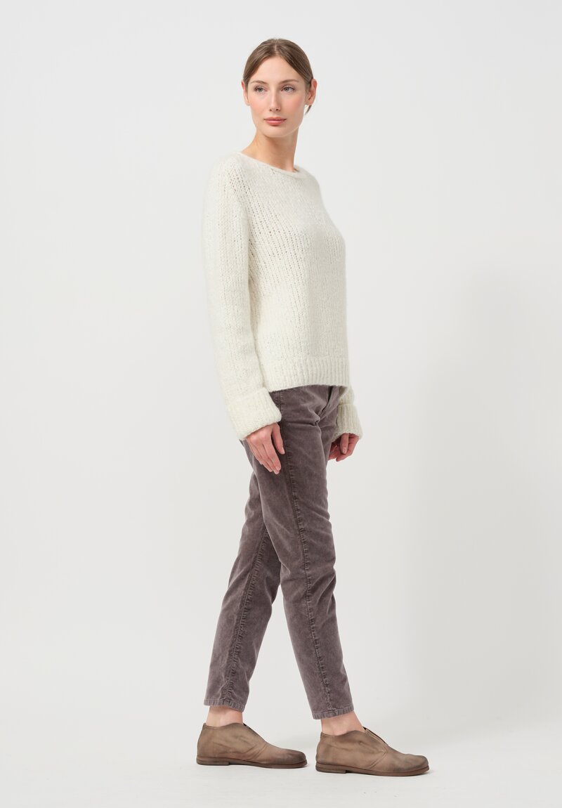 Wommelsdorff Hand Knit Faye Cashmere & Silk Sweater in Milk	