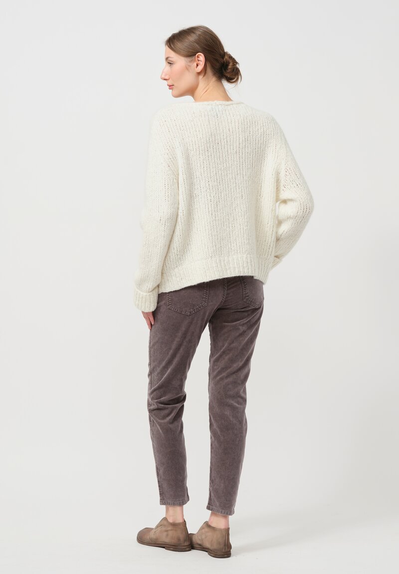 Wommelsdorff Hand Knit Faye Cashmere & Silk Sweater in Milk	