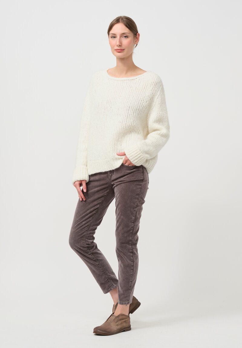 Wommelsdorff Hand Knit Faye Cashmere & Silk Sweater in Milk	