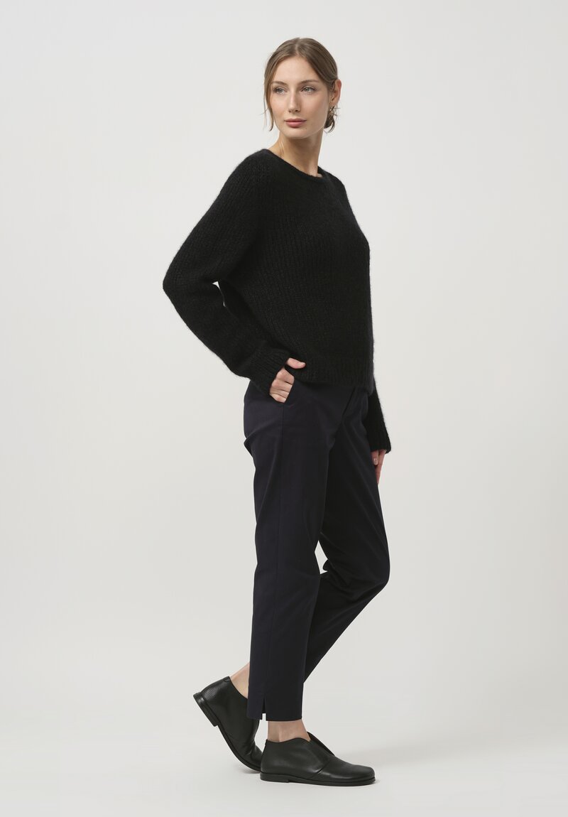 Wommelsdorff Hand Knit Faye Cashmere & Silk Sweater in Space Black	