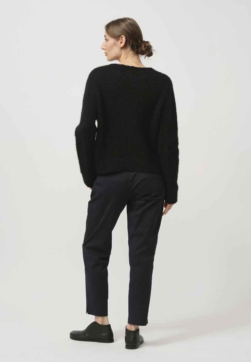 Wommelsdorff Hand Knit Faye Cashmere & Silk Sweater in Space Black	