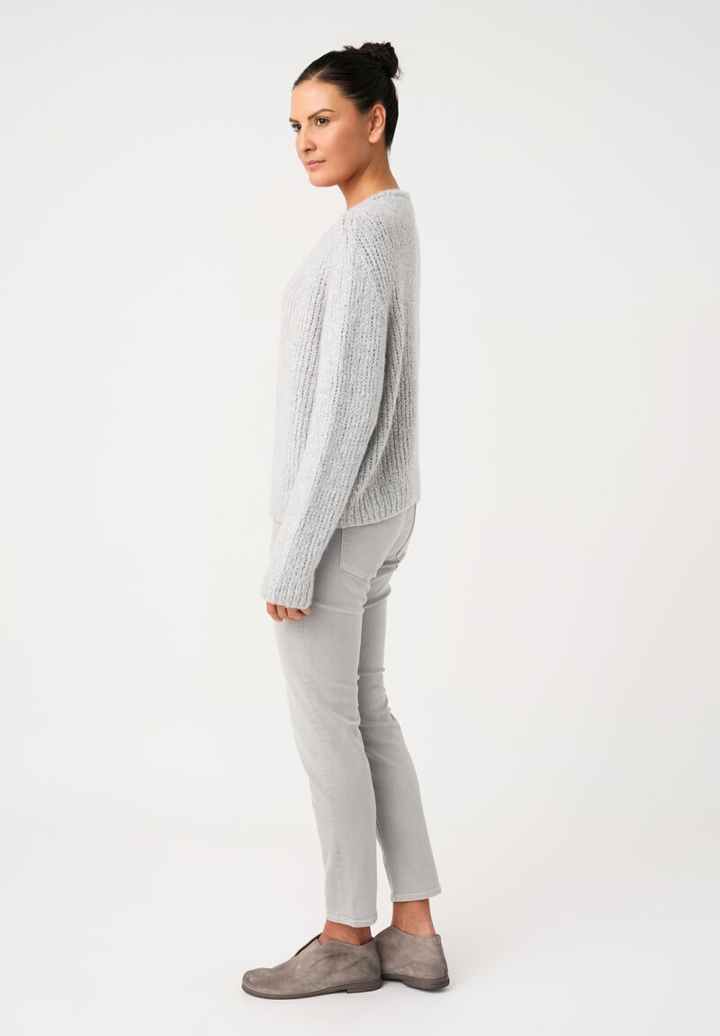 Wommelsdorff Cashmere & Silk Hand-Knit Faye Scooped Neck Sweater in Dust Grey