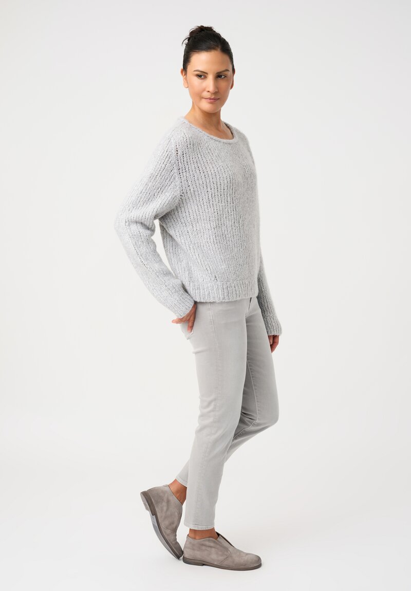 Wommelsdorff Cashmere & Silk Hand-Knit Faye Scooped Neck Sweater in Dust Grey