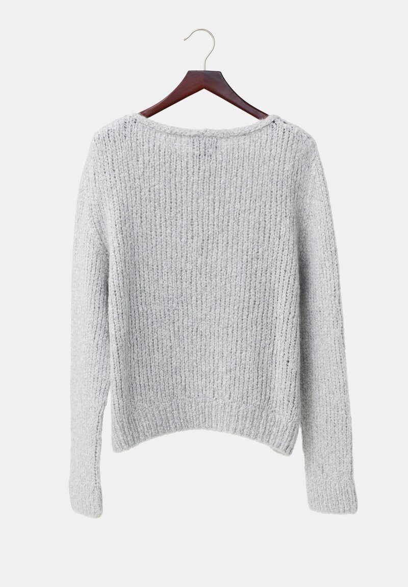 Wommelsdorff Cashmere & Silk Hand-Knit Faye Scooped Neck Sweater in Dust Grey