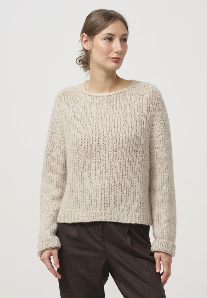 Wommelsdorff Hand Knit Faye Cashmere & Silk Sweater in Storm	