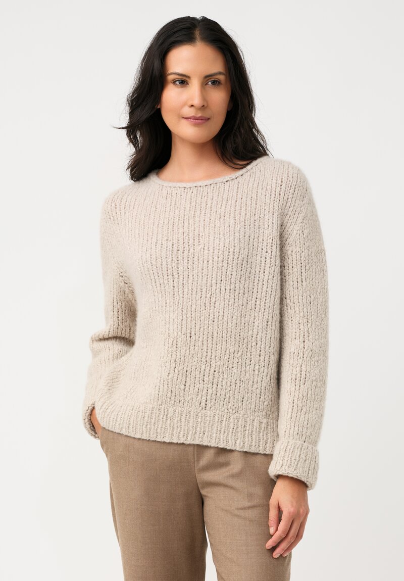 Wommelsdorff Hand-Knit Faye Cashmere & Silk Sweater in Storm