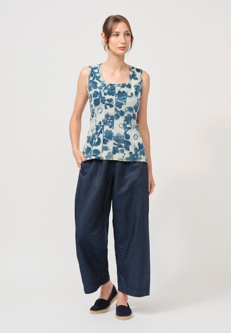 Alabama Chanin Organic Cotton Rene Corset Sleveeless Shirt in Natalies Garden Indigo	