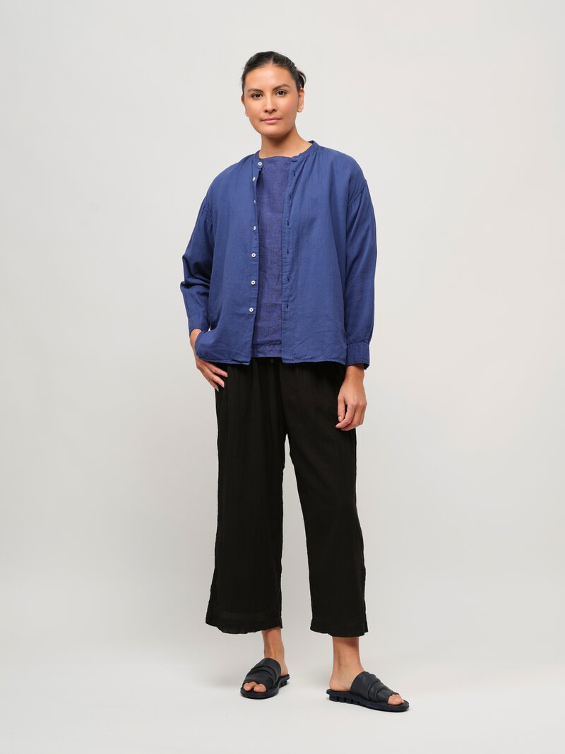 Armen Cotton Gathered Easy Pants with Lining in Black	