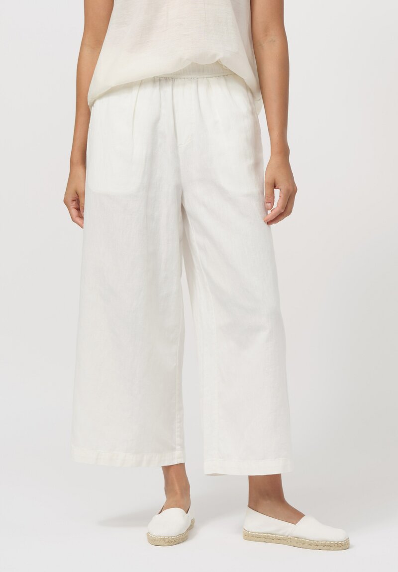 Maison de Soil Cotton Linen Wide Leg Pants in White	