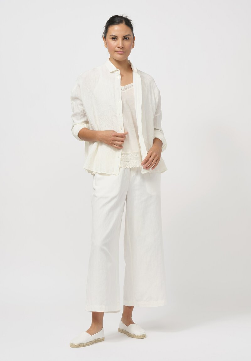 Maison de Soil Cotton Linen Wide Leg Pants in White	