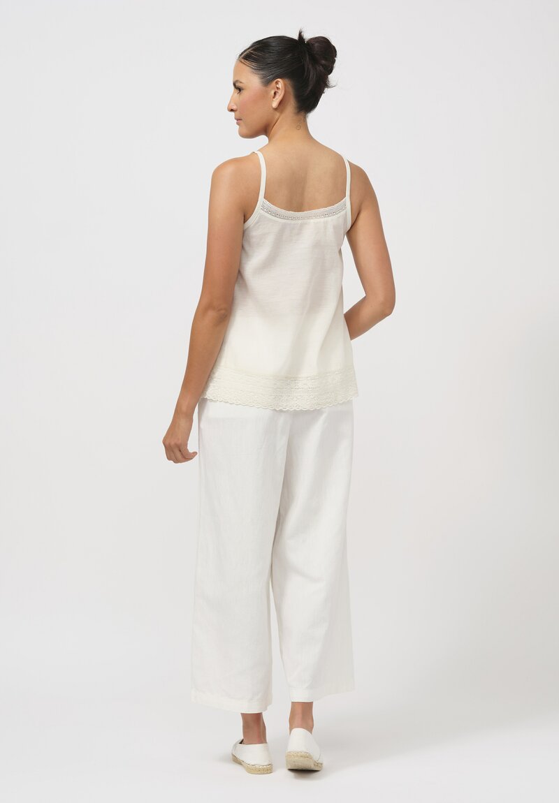 Maison de Soil Cotton Linen Wide Leg Pants in White	